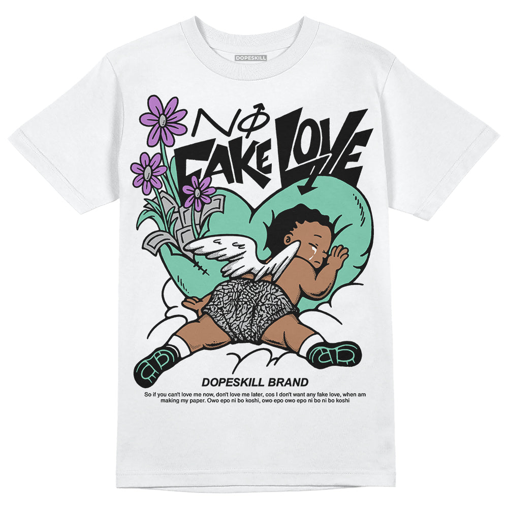 Green Glow 3s superstreetwear T-Shirt No Fake Love Graphic