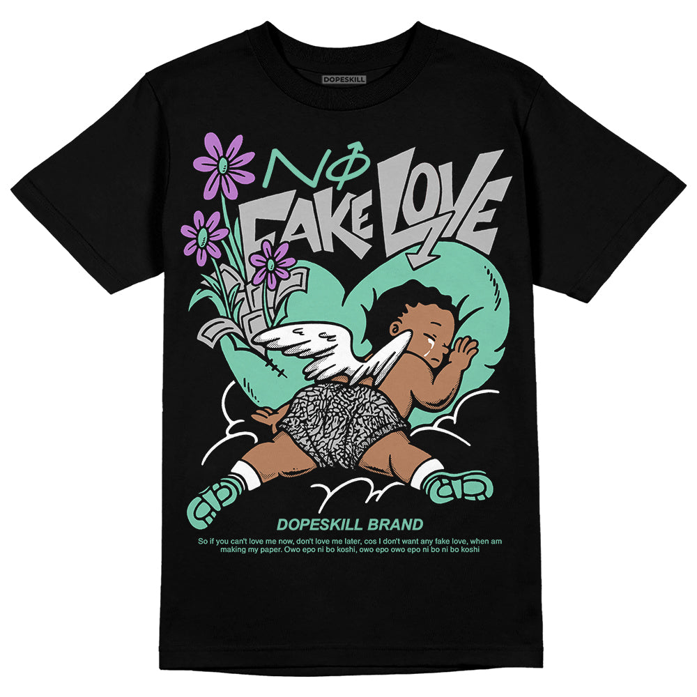 Green Glow 3s superstreetwear T-Shirt No Fake Love Graphic