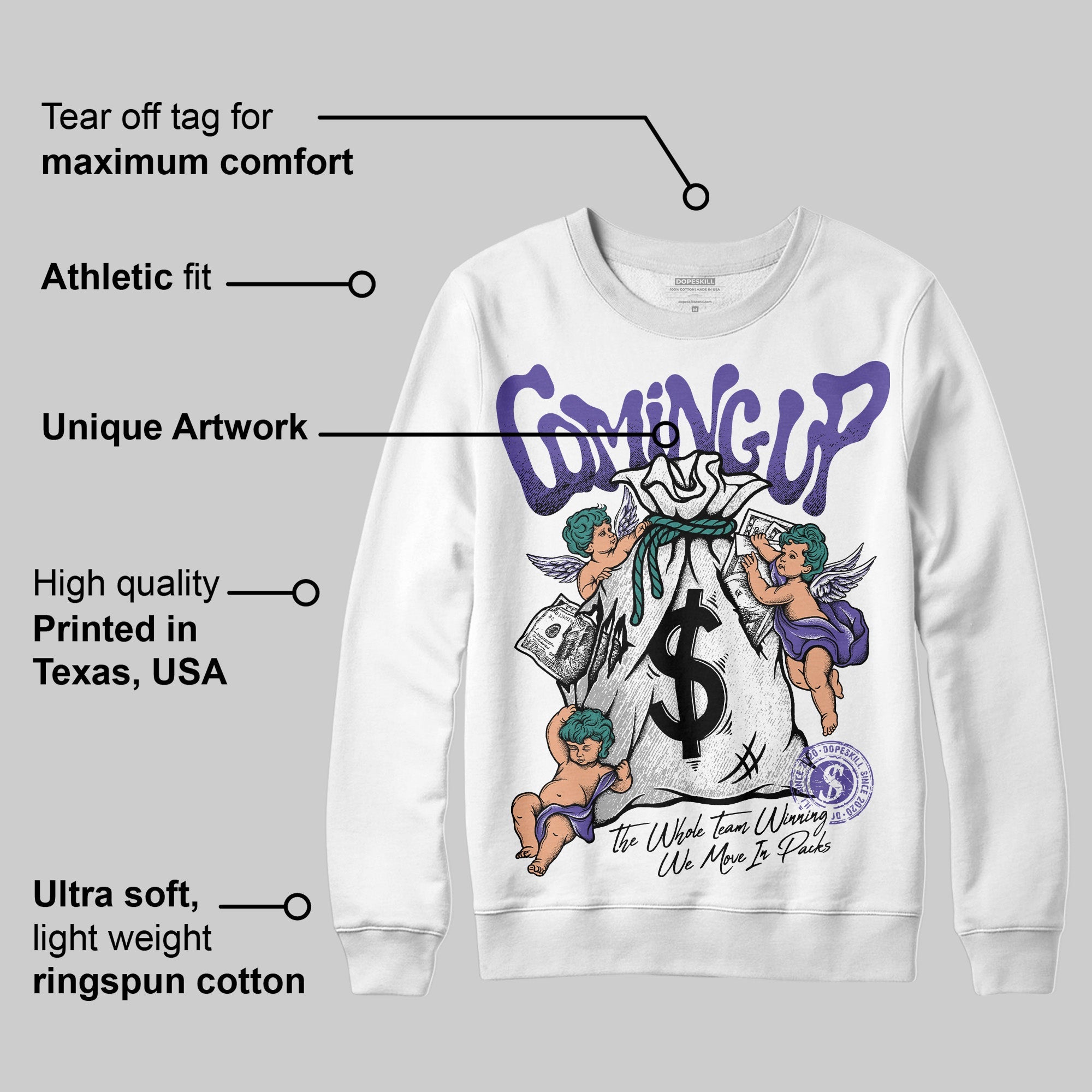 Grape 5s superstreetwear Sweatshirt Money Bag Coming Up Graphic