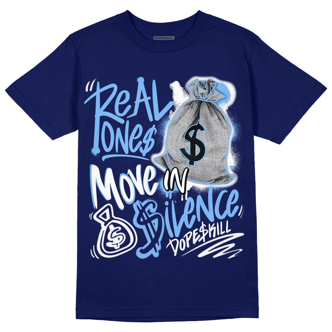 AJ 6 University Blue superstreetwear College Navy T-Shirt Real Ones Move In Silence Graphic