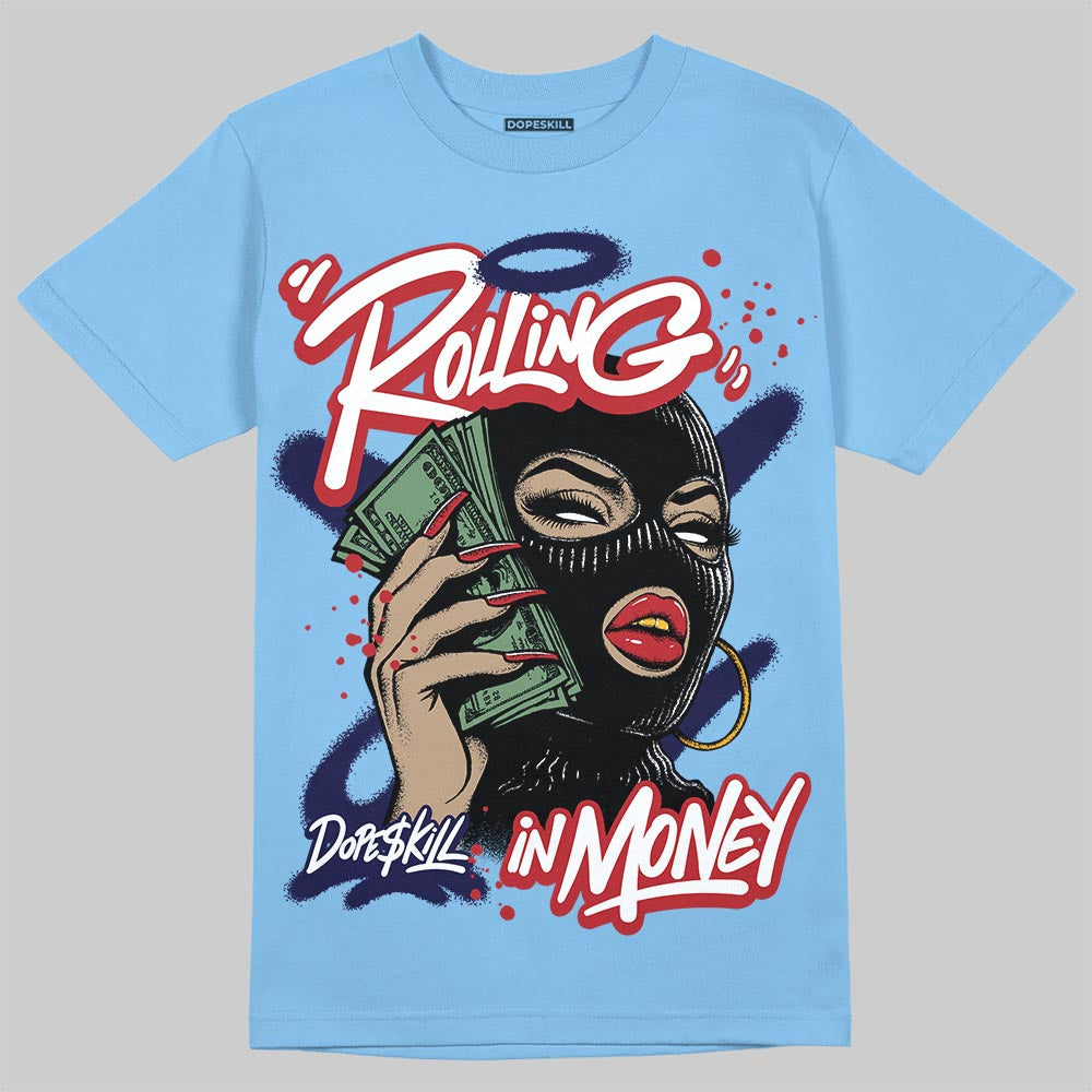 University Blue Collection superstreetwear T-Shirt Rolling in Money Graphic