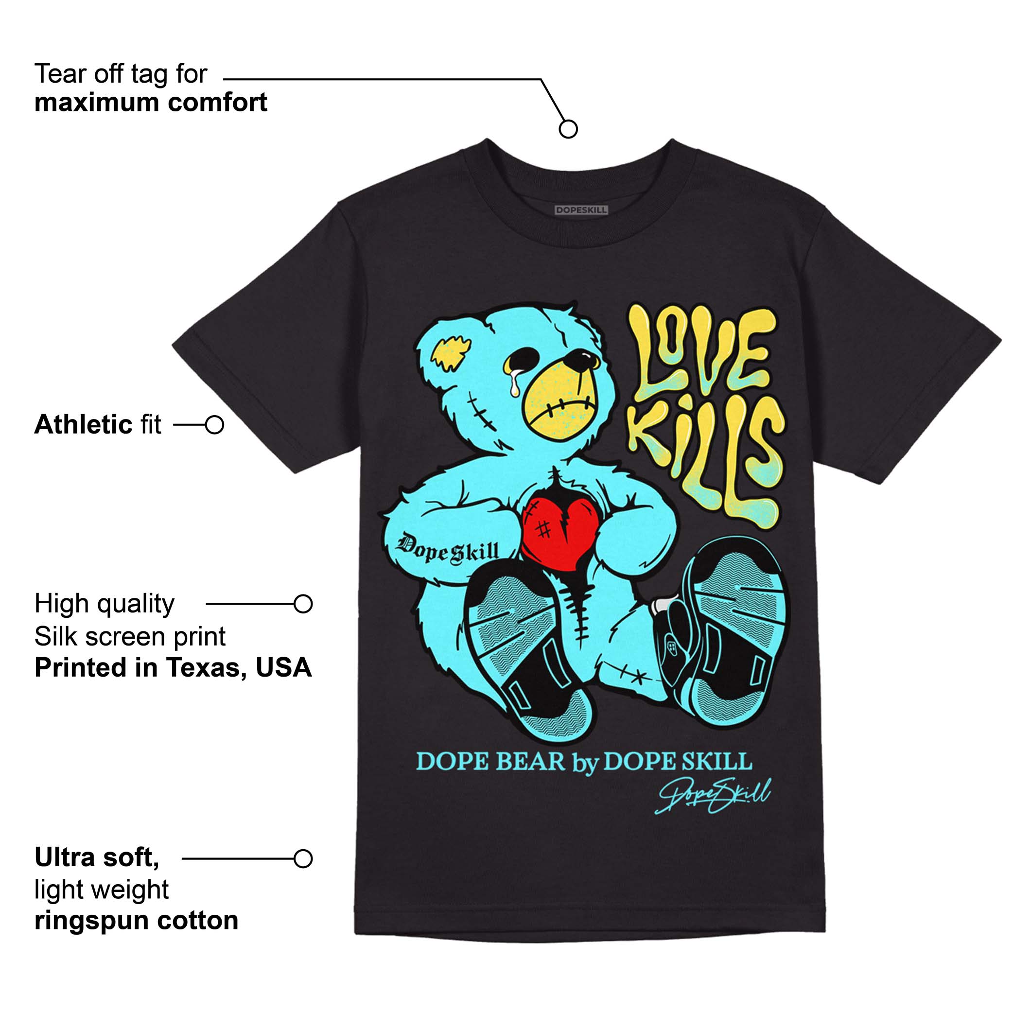 Aqua 5s superstreetwear T-Shirt Love Kills Graphic