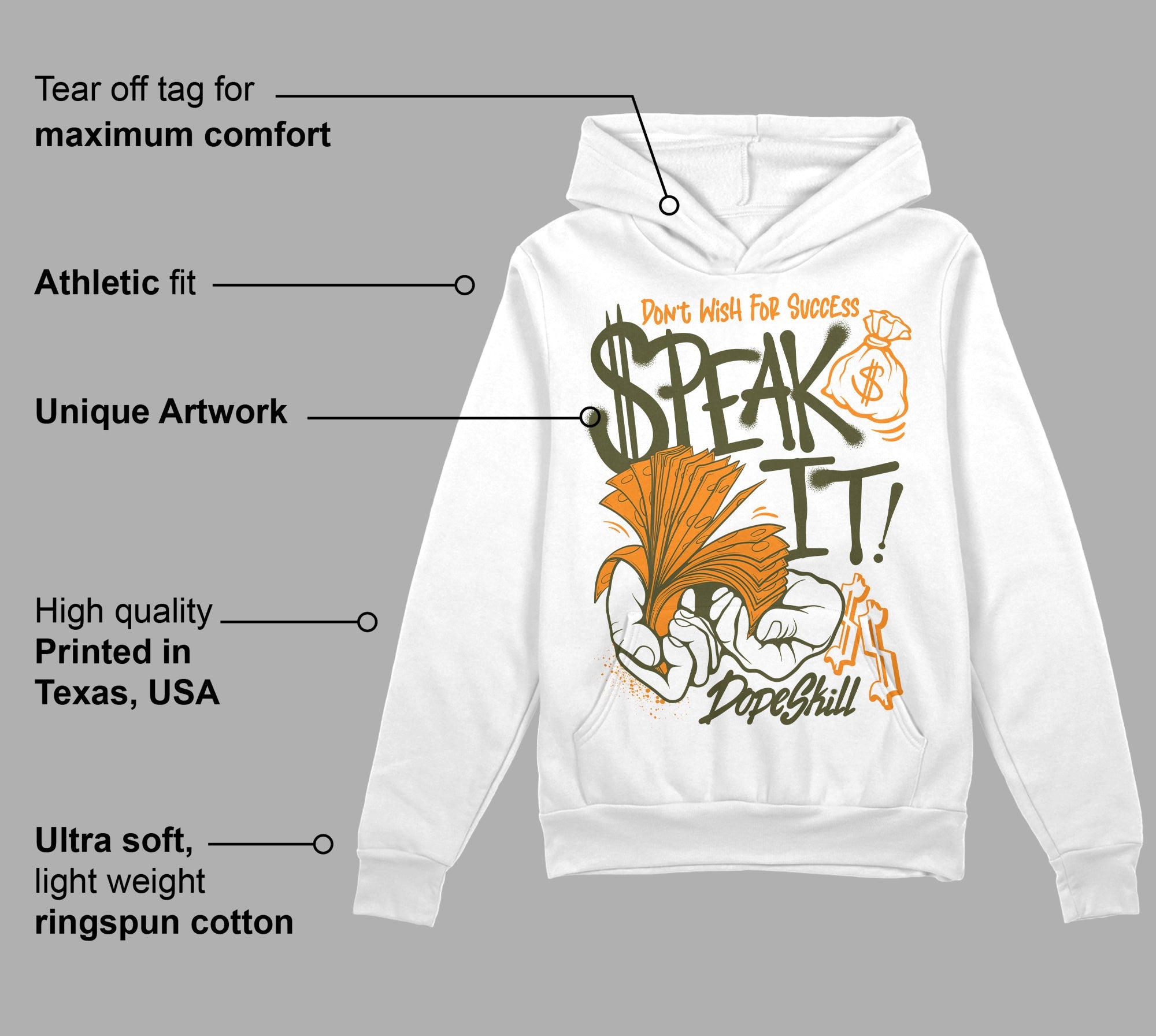 Olive 5s superstreetwear Hoodie Sweatshirt Speak It Graphic