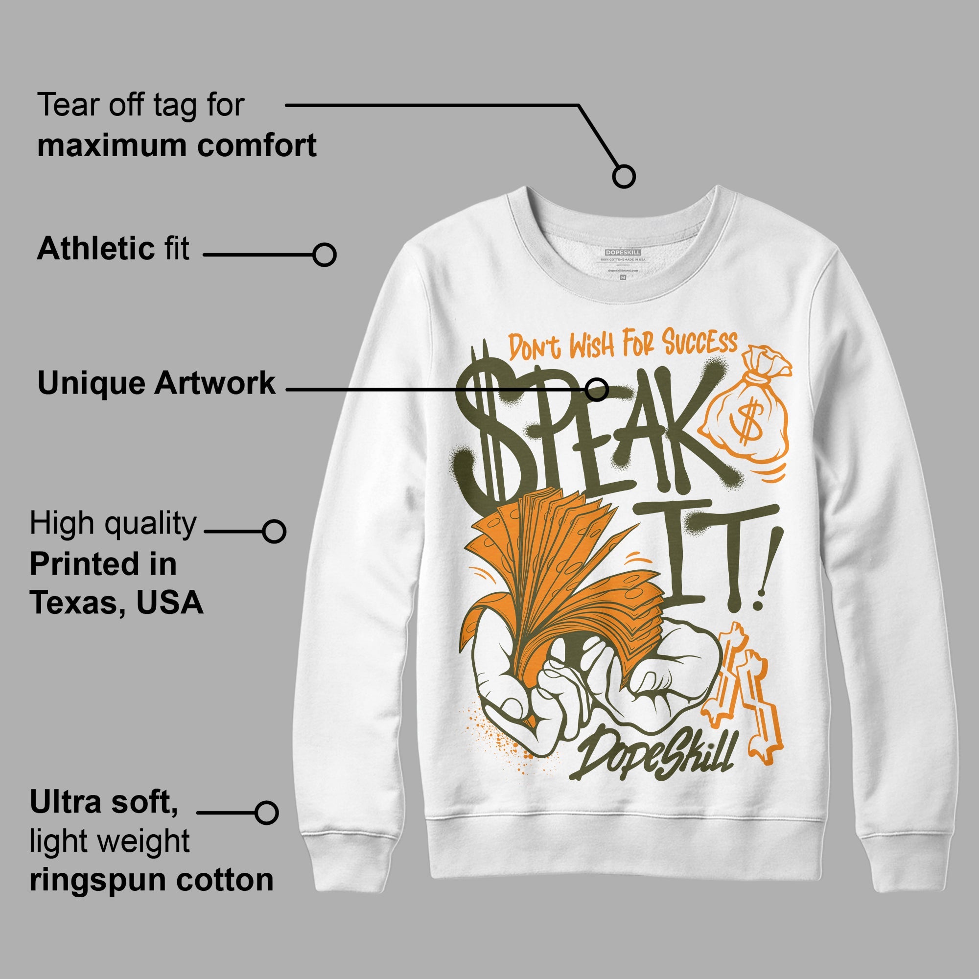 Olive 5s superstreetwear Sweatshirt Speak It Graphic