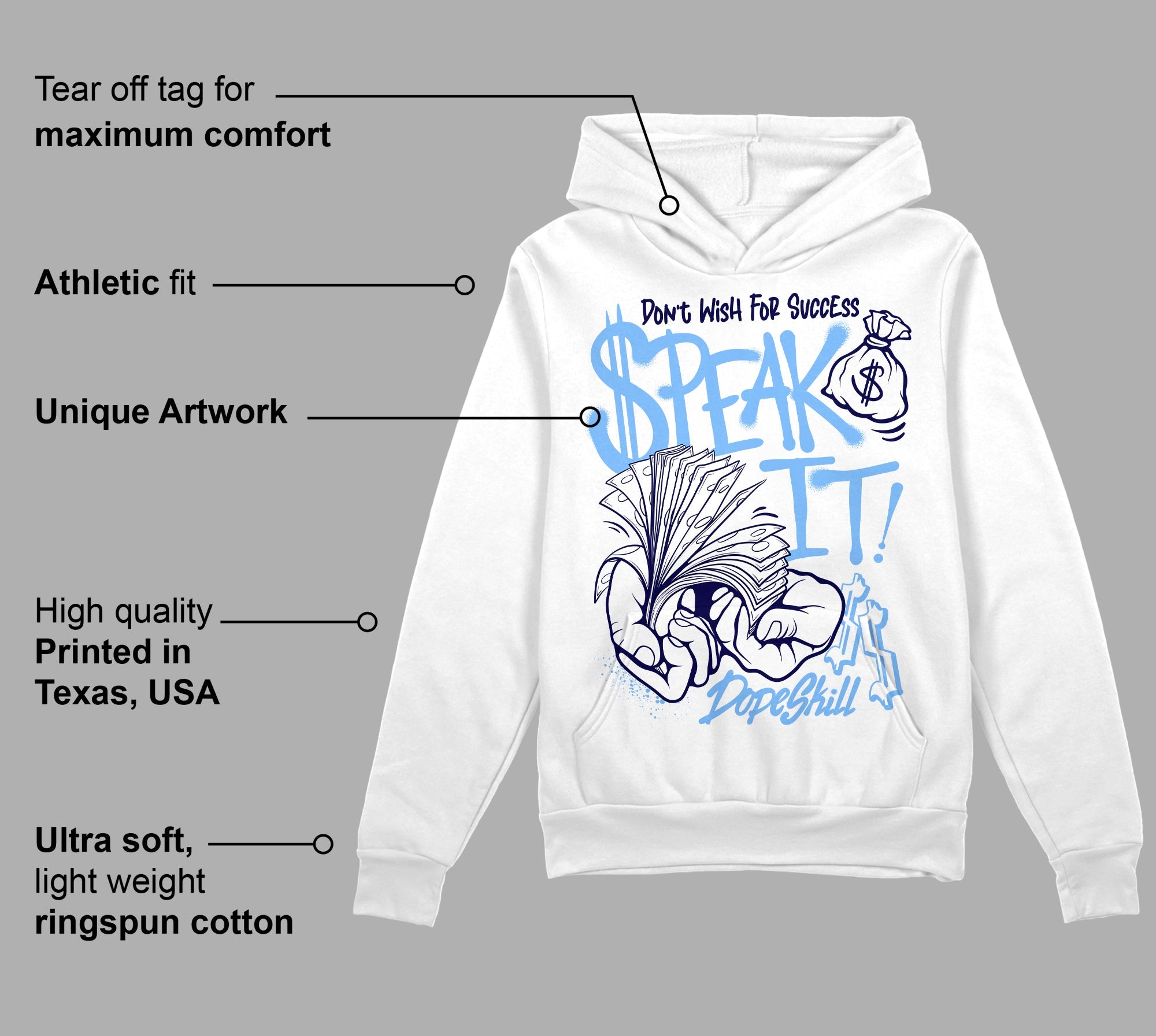 Powder Blue 9s superstreetwear Hoodie Sweatshirt Speak It Graphic