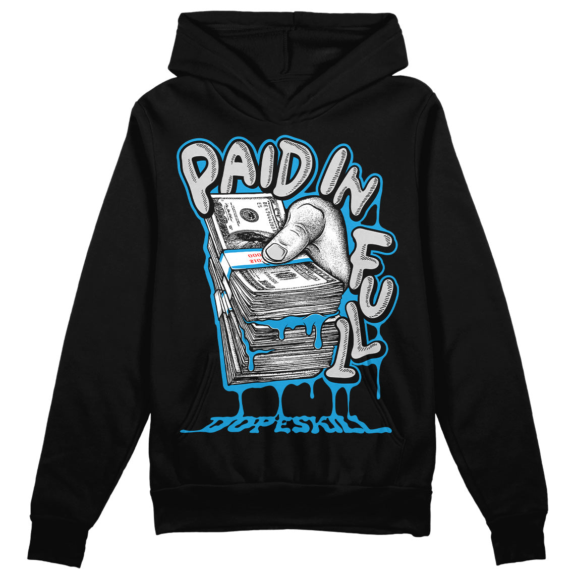 Military Blue 4s superstreetwear Hoodie Sweatshirt Paid In Full Graphic