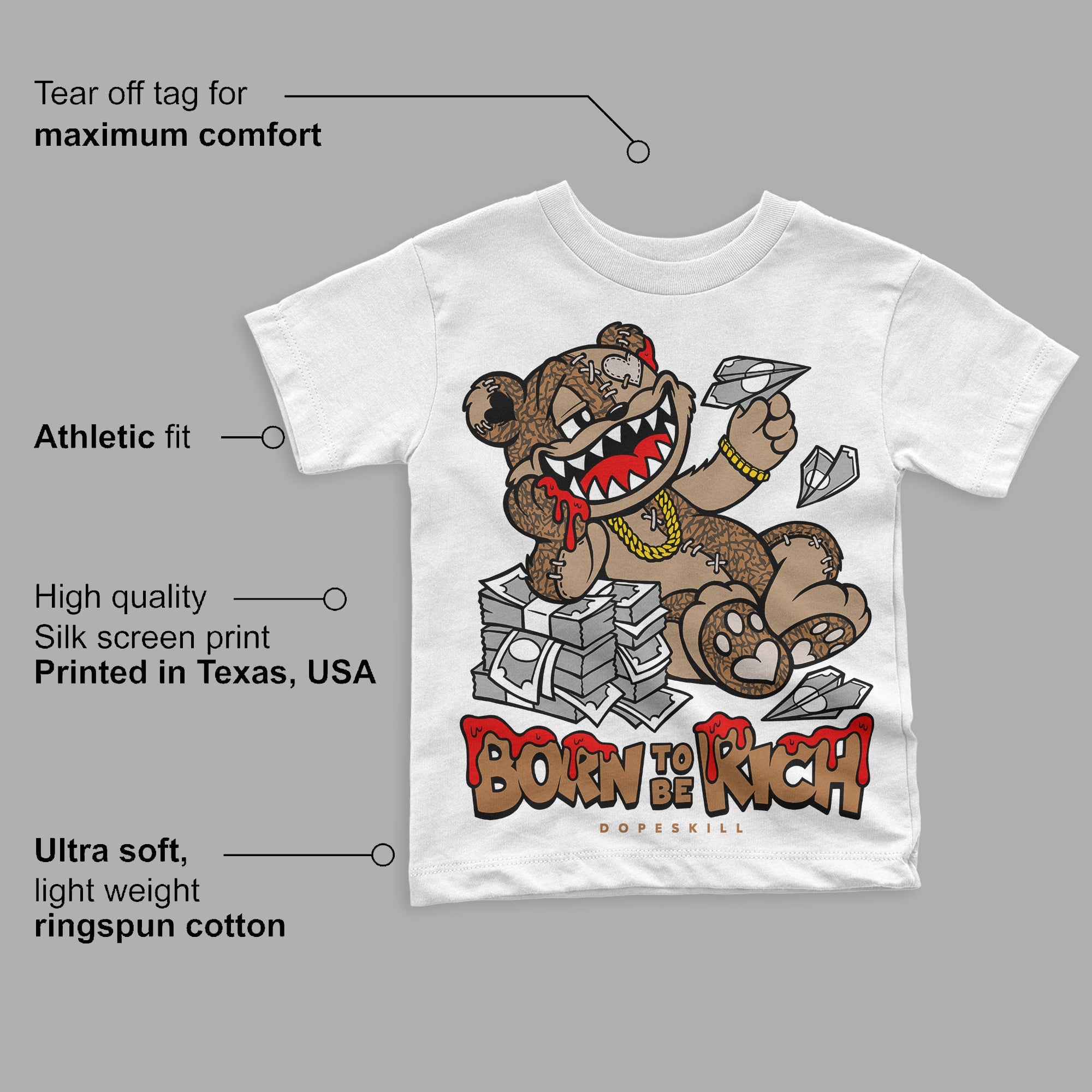 Palomino 3s superstreetwear Toddler Kids T-shirt Born To Be Rich Graphic