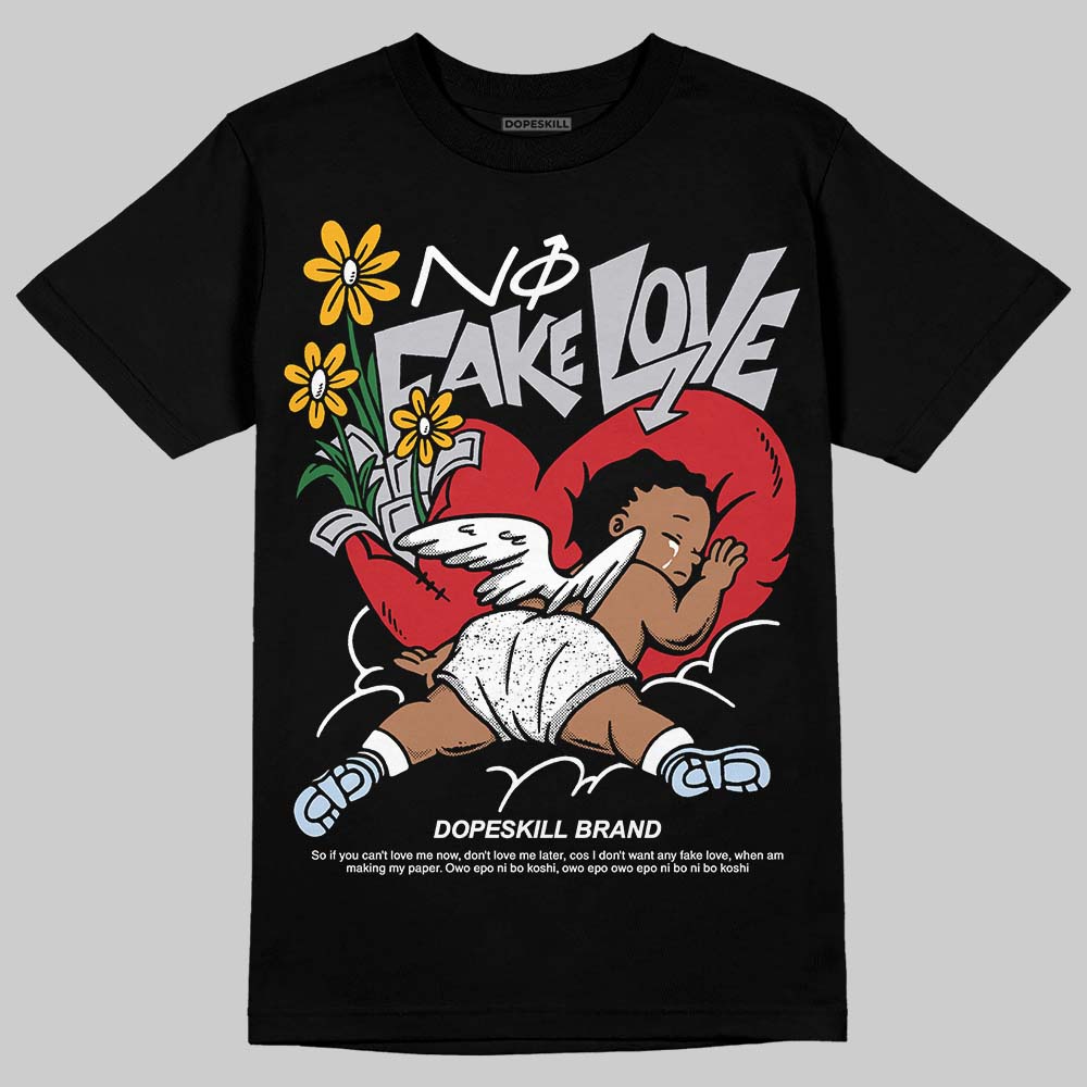 Black Metallic Reimagined 5s superstreetwear T-Shirt No Fake Love Graphic