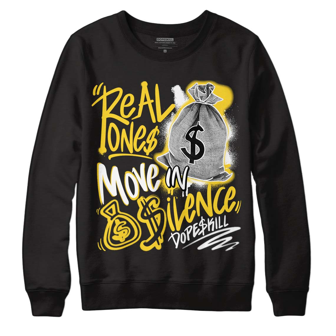 Black Tour Yellow AJ 4 Thunder superstreetwear Sweatshirt Real Ones Move In Silence Graphic