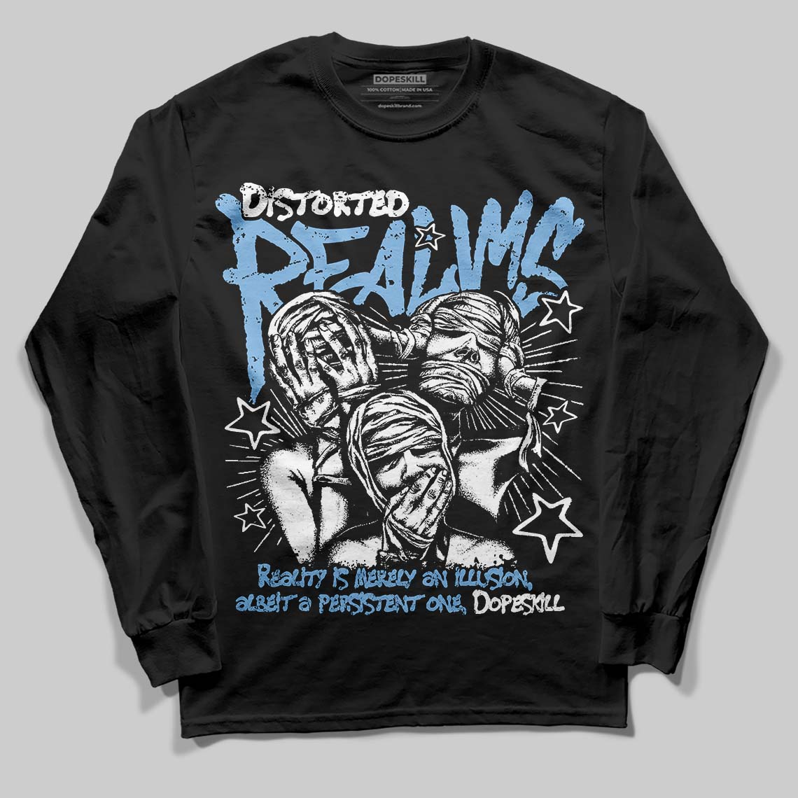 University Blue 6s superstreetwear Long Sleeve T-Shirt Distorted Realms Graphic