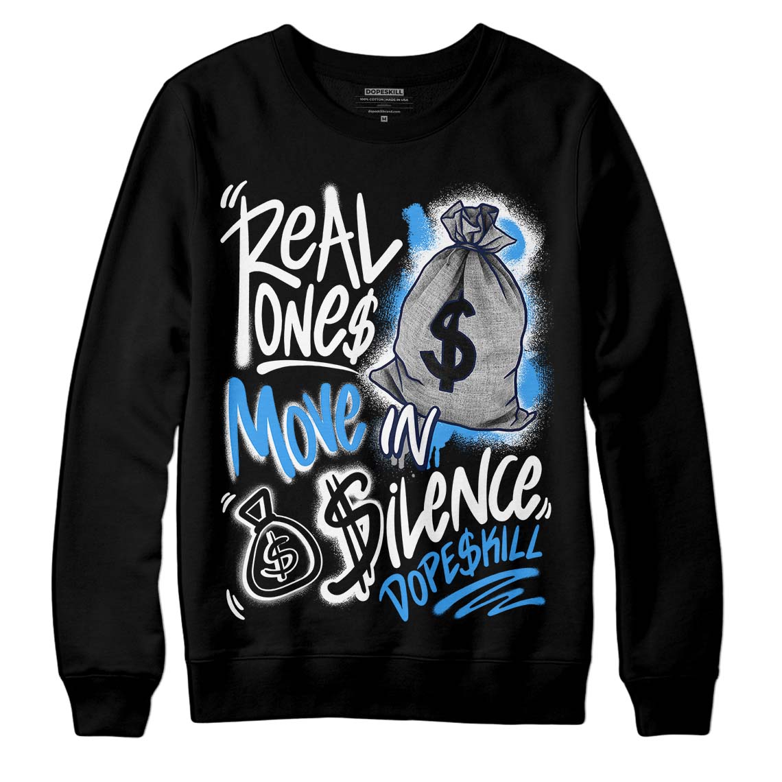 Midnight Navy 3s superstreetwear Sweatshirt Real Ones Move In Silence Graphic