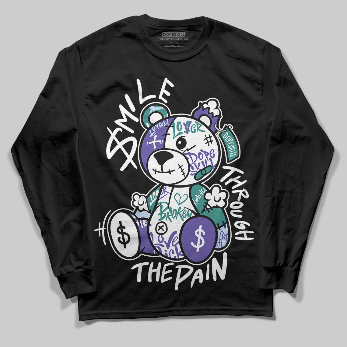 Grape 5s superstreetwear Long Sleeve T-Shirt Smile Through The Pain Graphic