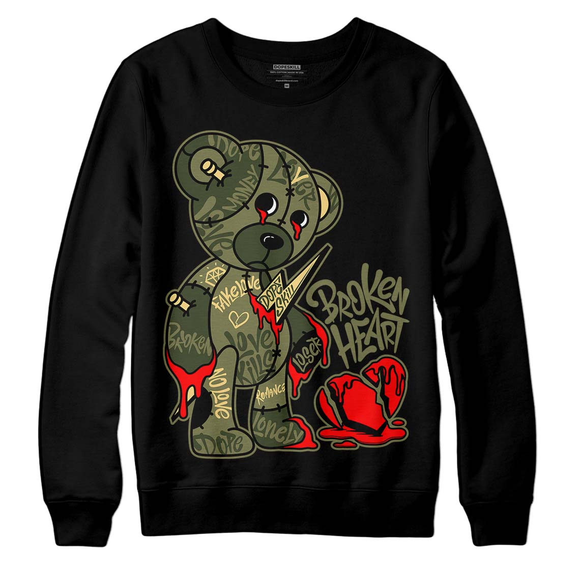 Craft Olive 4s superstreetwear Sweatshirt Broken Heart Graphic