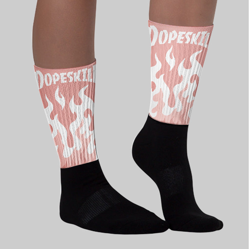 Leather Curb Glitter Pale Pink superstreetwear Sublimated Socks FIRE Graphic
