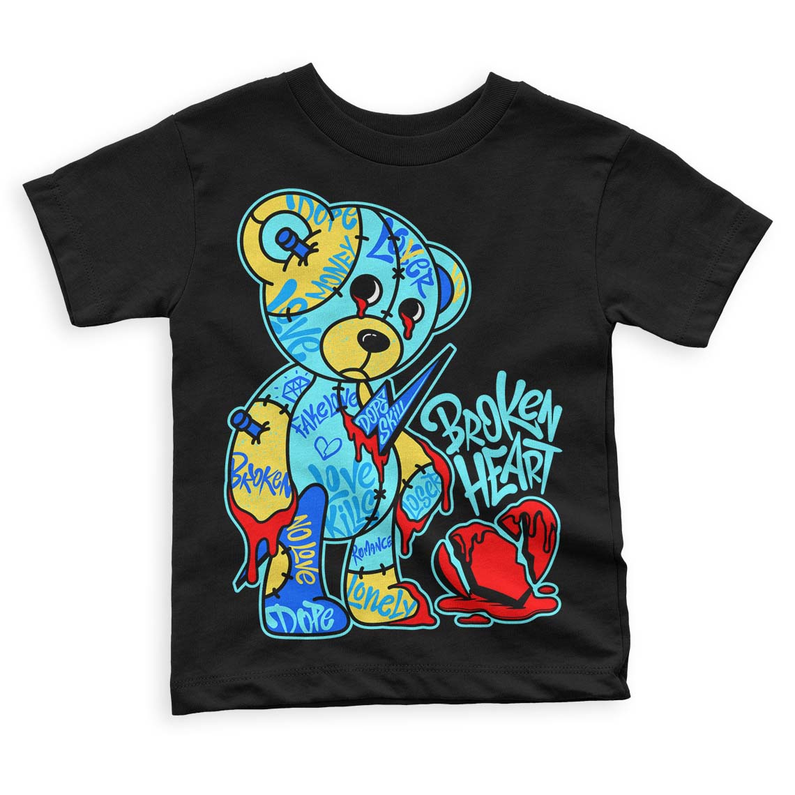 Aqua 5s superstreetwear Toddler Kids T-shirt Broken Heart Graphic