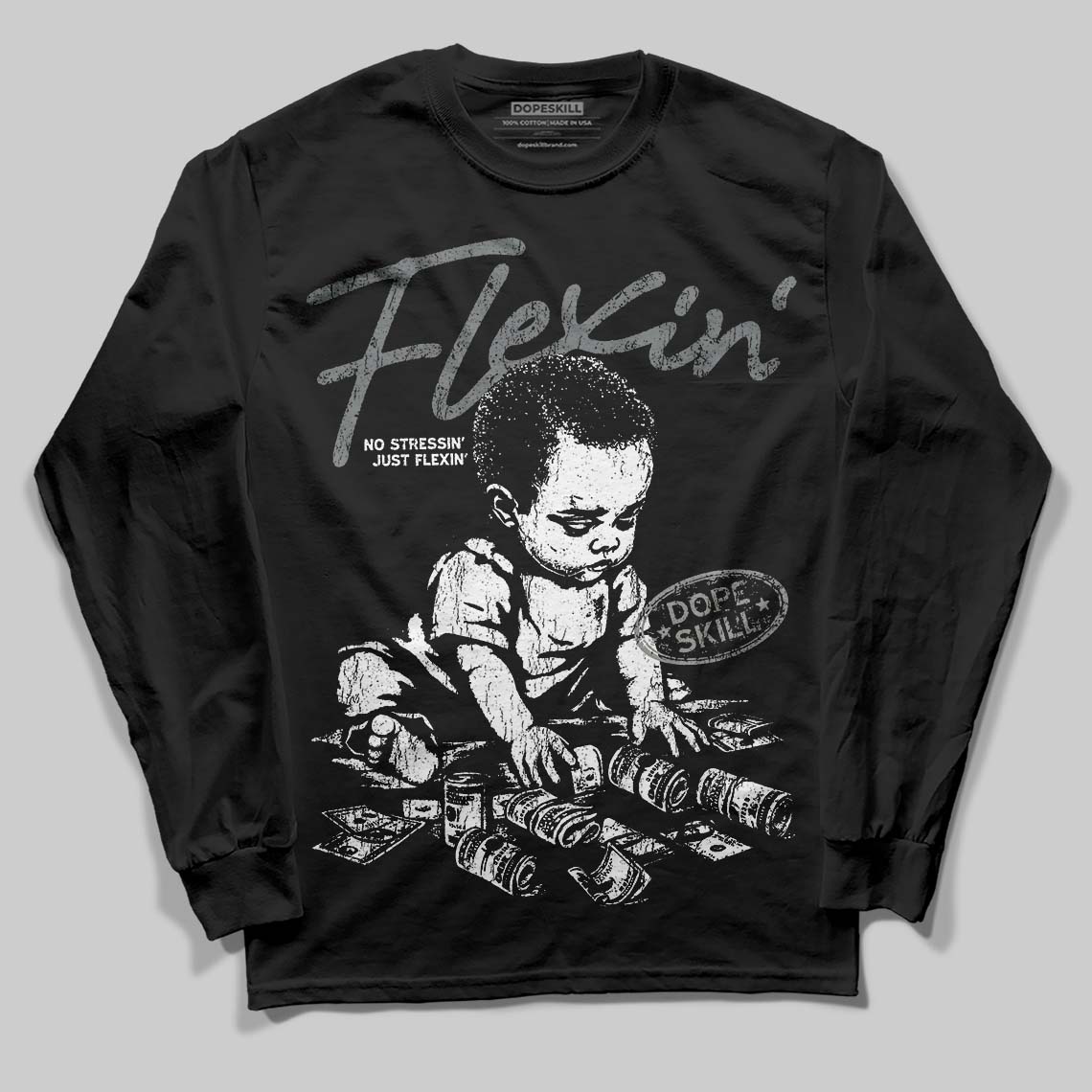 Cool Grey 9s superstreetwear Long Sleeve T-Shirt Flexin' Graphic
