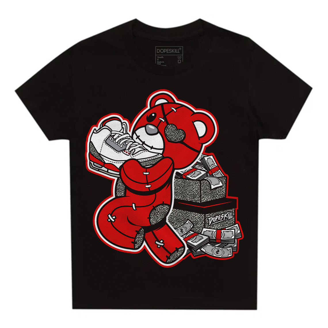 Fire Red 3s superstreetwear Toddler Kids T-shirt Bear Steals Sneaker Graphic