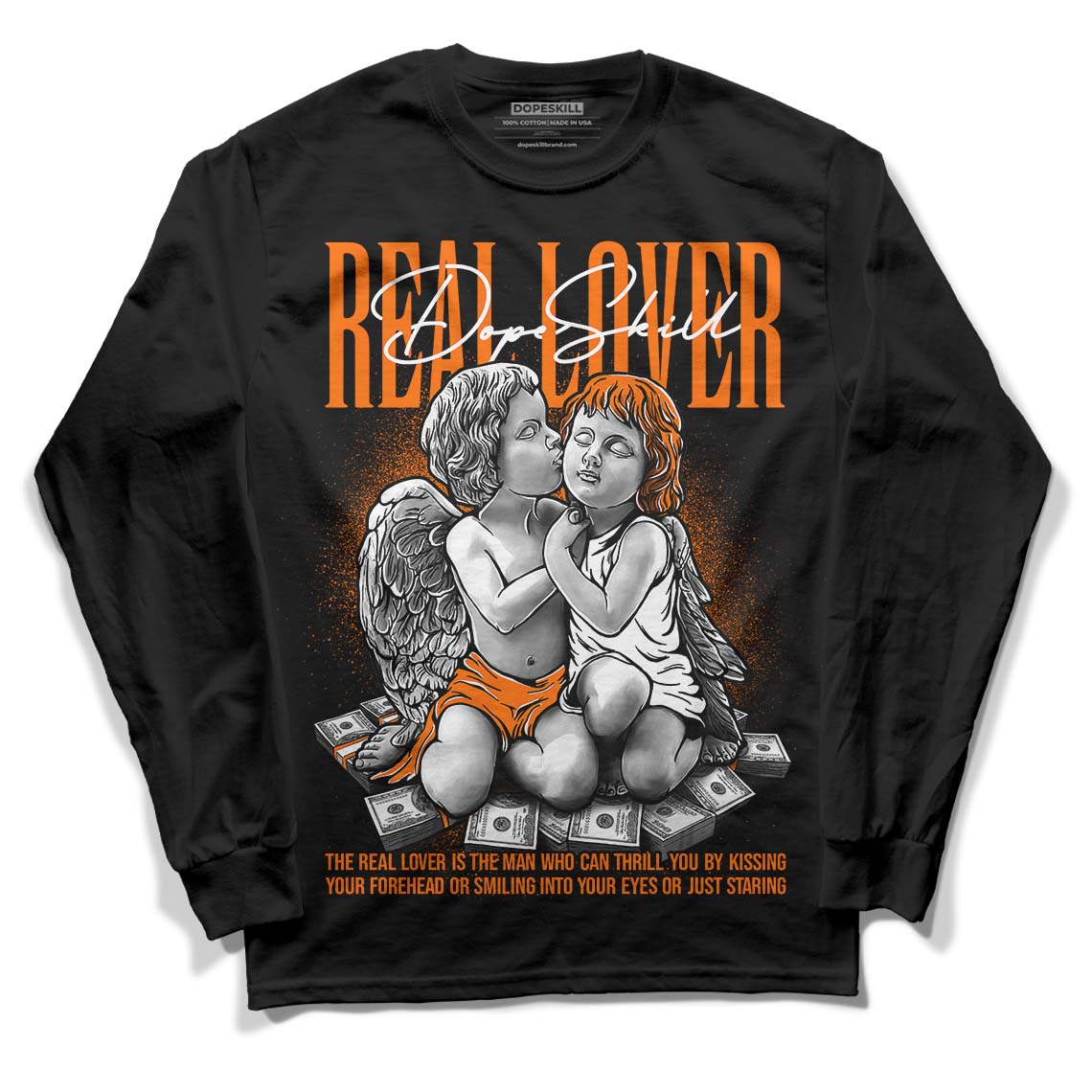 Orange Black White superstreetwear Long Sleeve T-Shirt Real Lover Graphic