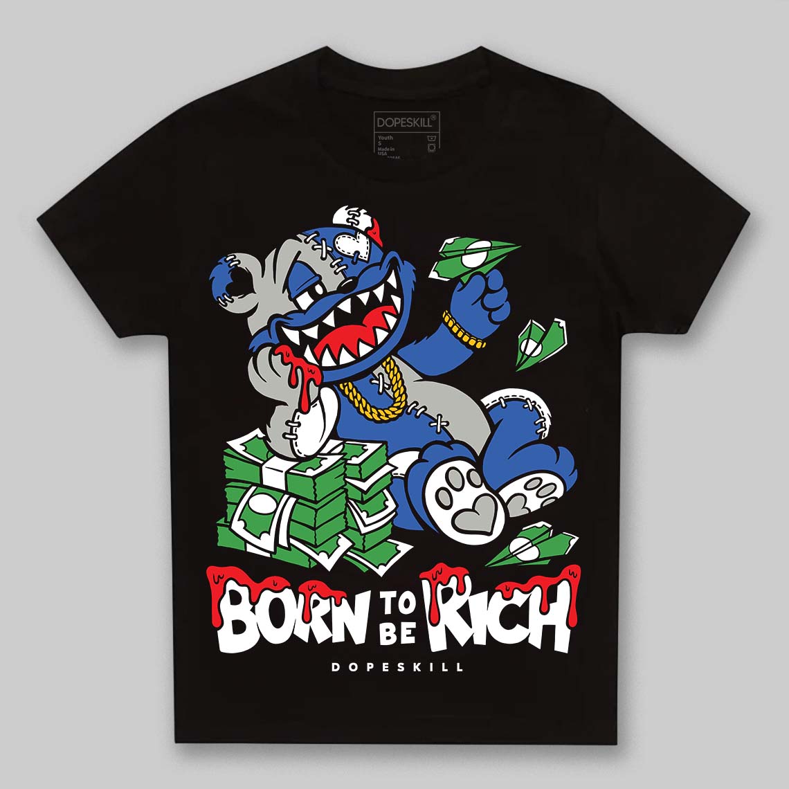 Lucky Shorts 3s superstreetwear Toddler Kids T-shirt Born To Be Rich Graphic