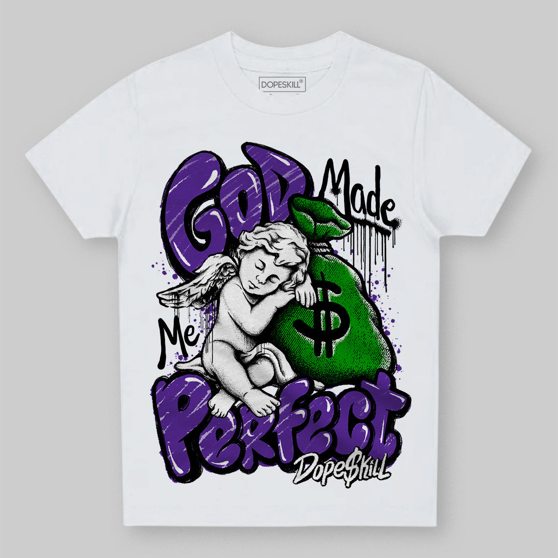 Court Purple 13s superstreetwear Toddler Kids T-shirt God Made Me Perfect Graphic