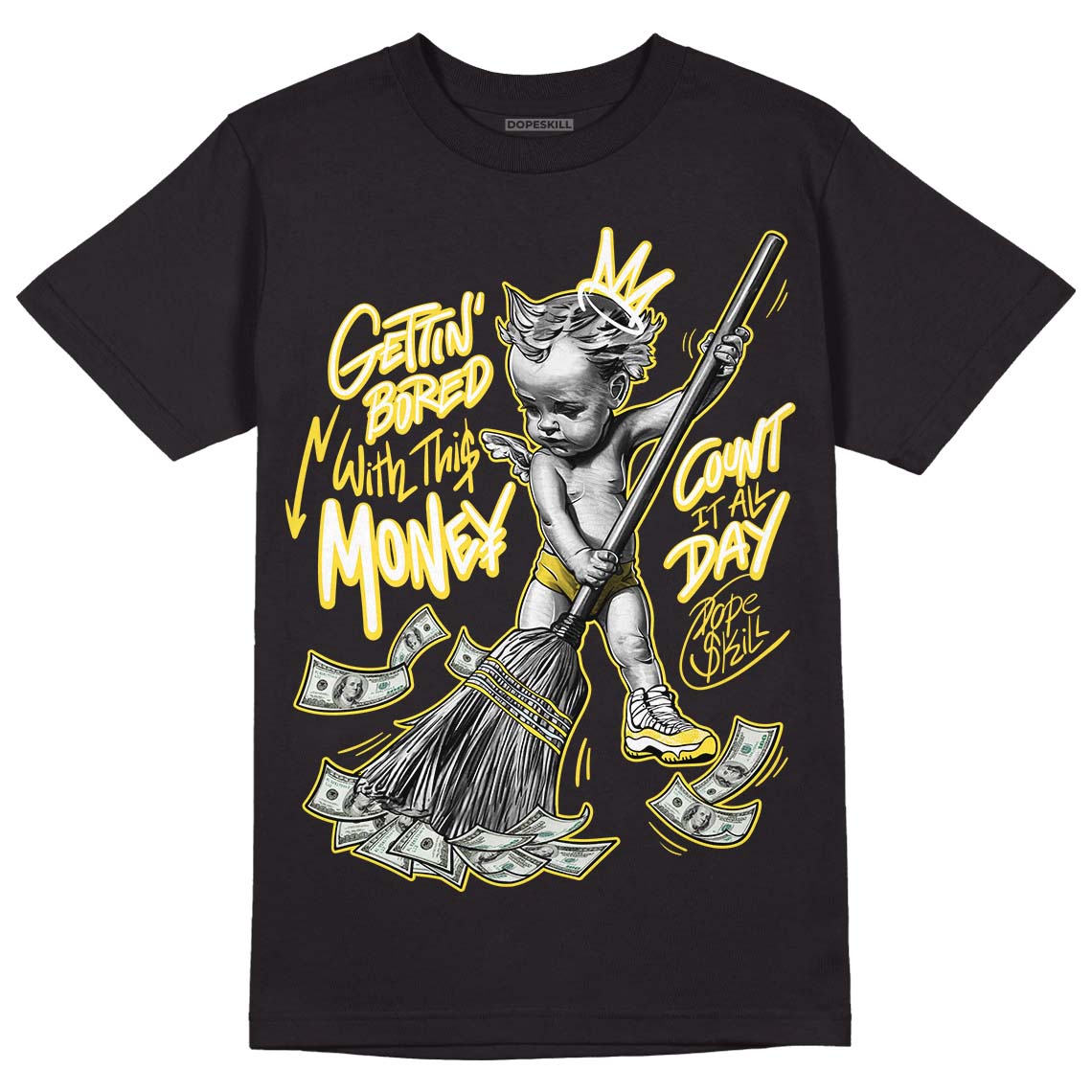 Yellow Snakeskin 11s superstreetwear T-Shirt Gettin Bored With This Money Graphic