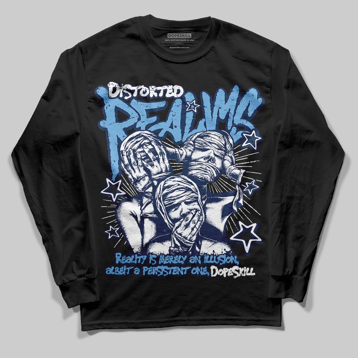 Summit White Navy 4s superstreetwear Long Sleeve T-Shirt Distorted Realms Graphic