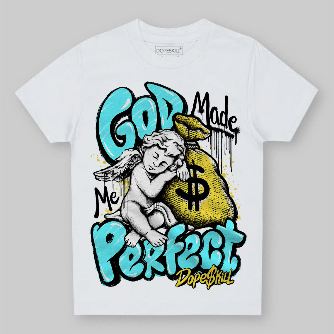 Aqua 5s superstreetwear Toddler Kids T-shirt God Made Me Perfect Graphic