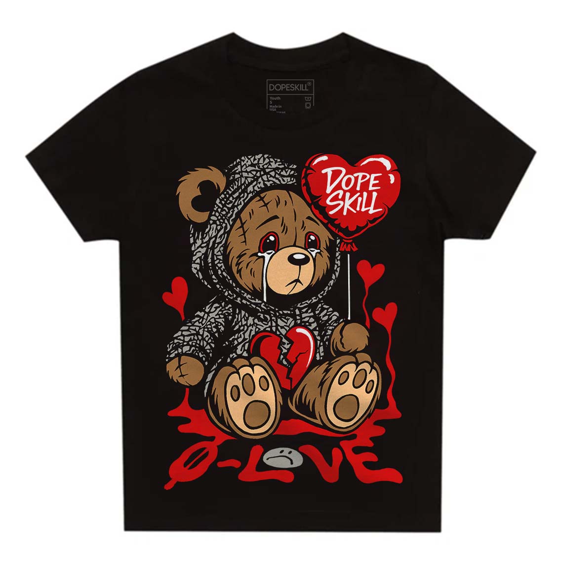 Fire Red 3s superstreetwear Toddler Kids T-shirt Broken Bear Graphic