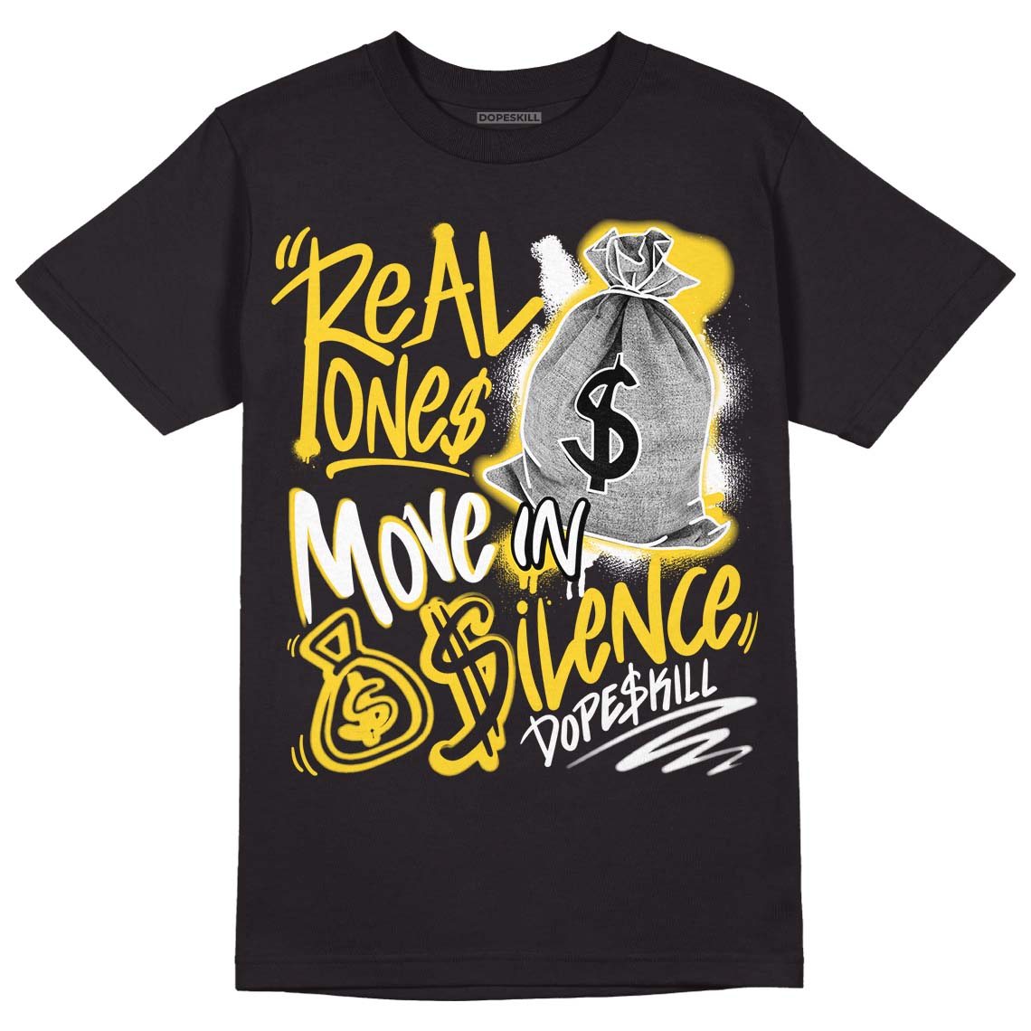 Black Tour Yellow AJ 4 Thunder superstreetwear T-Shirt Real Ones Move In Silence Graphic