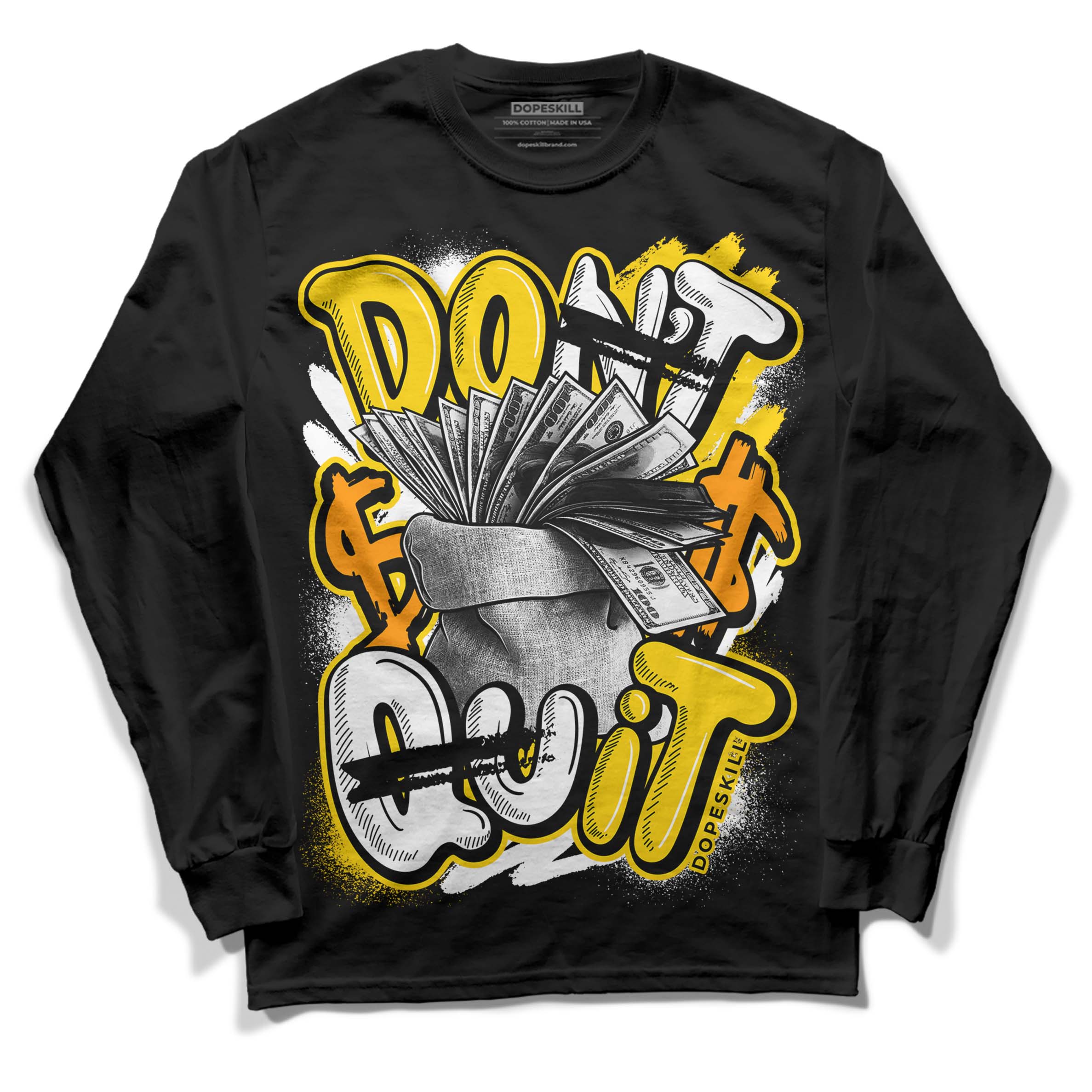 Yellow Ochre 6s superstreetwear Long Sleeve T-Shirt Don't Quit Graphic
