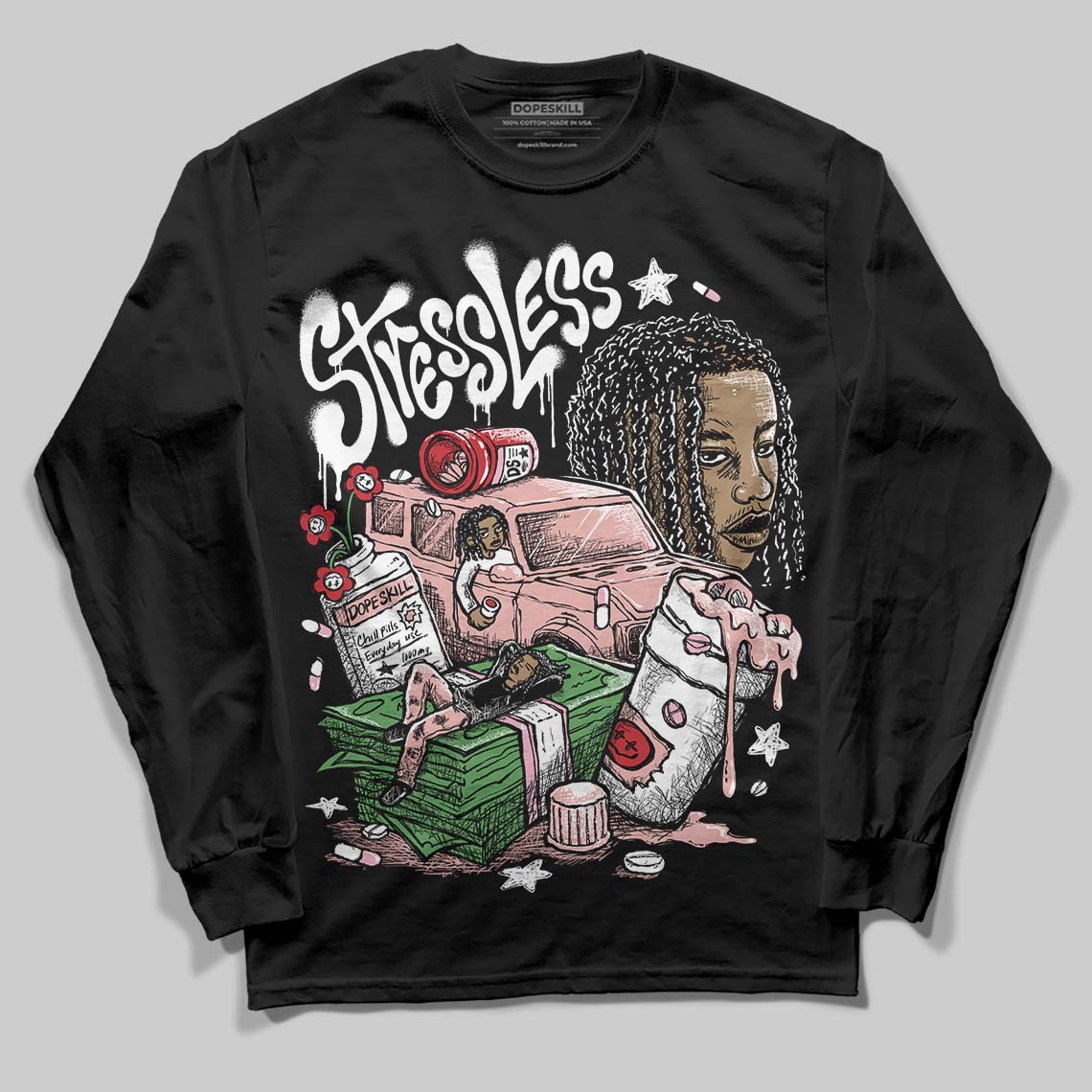 Rust Pink 1s 2025 superstreetwear Long Sleeve T-Shirt Stressless Graphic