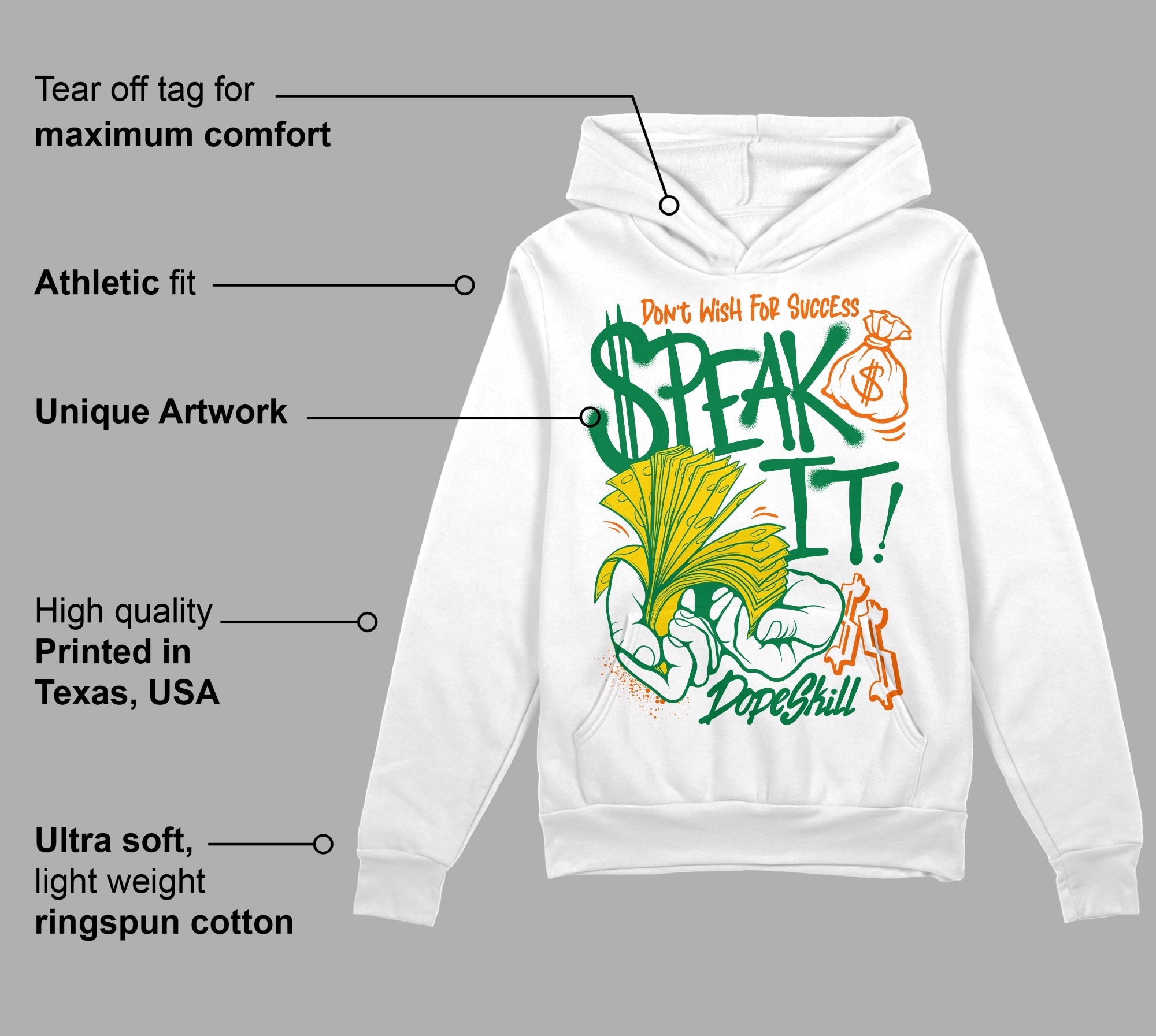 Green Collection superstreetwear Hoodie Sweatshirt Speak It Graphic