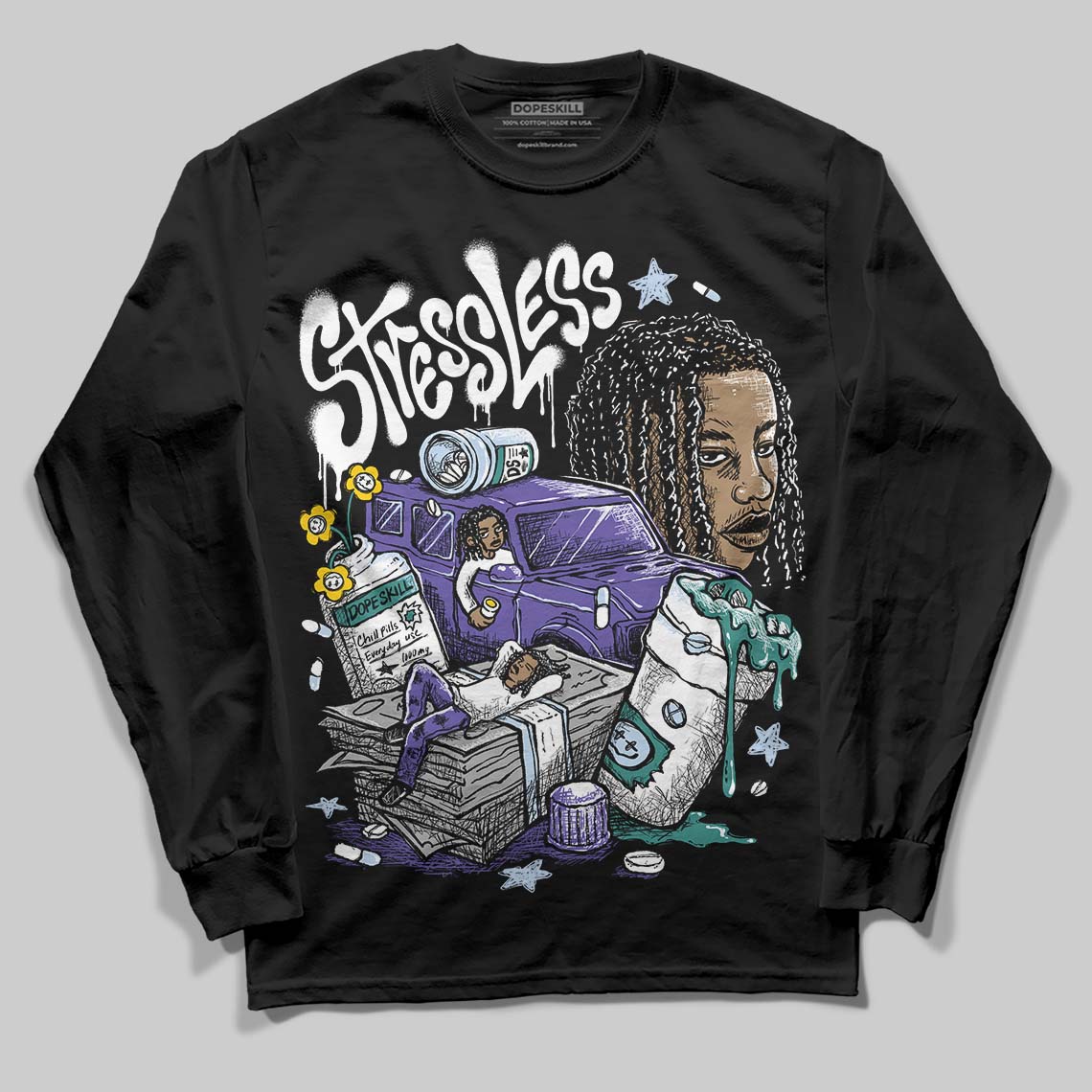 Grape 5s superstreetwear Long Sleeve T-Shirt Stressless Graphic