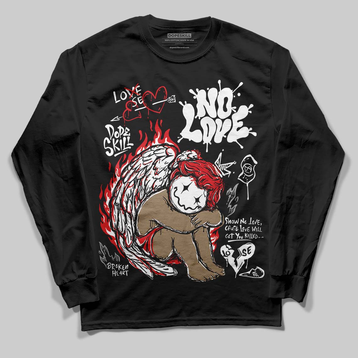 Black and White Collection superstreetwear Long Sleeve T-Shirt No Love Graphic
