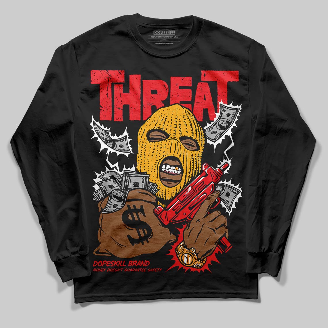 Red Collection superstreetwear Long Sleeve T-Shirt Under Threat Graphic