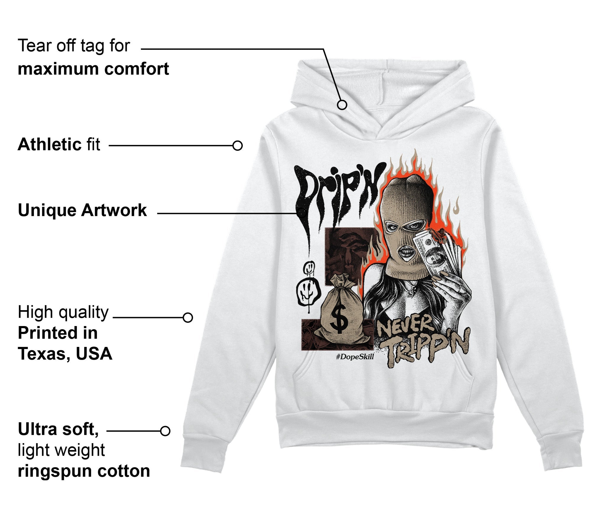 Latte 1s superstreetwear Hoodie Sweatshirt Drip'n Never Tripp'n Graphic