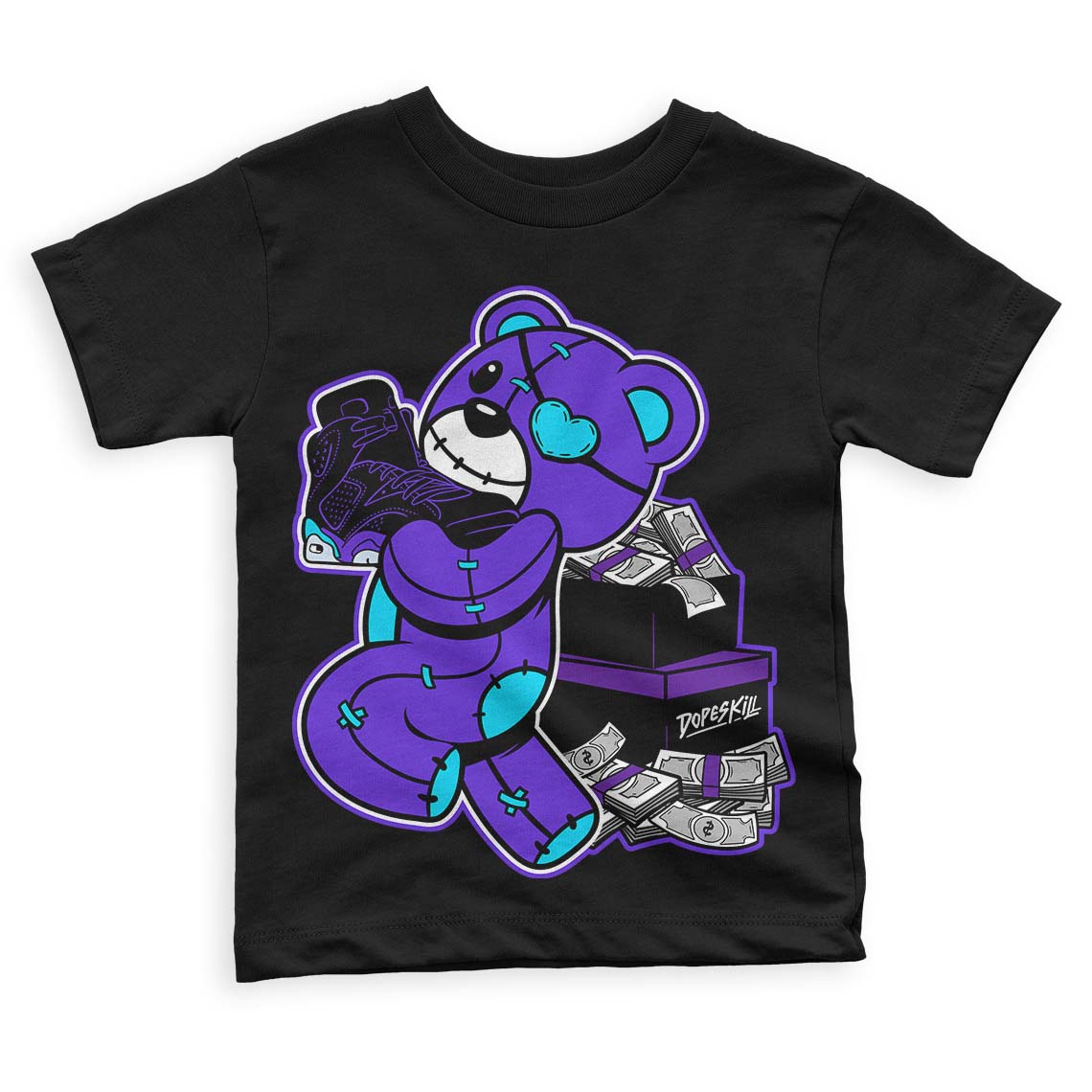 Aqua 6s superstreetwear Toddler Kids T-shirt Bear Steals Sneaker Graphic