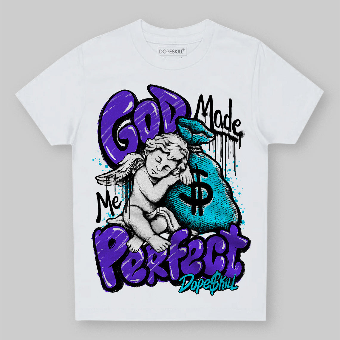 Aqua 6s superstreetwear Toddler Kids T-shirt God Made Me Perfect Graphic