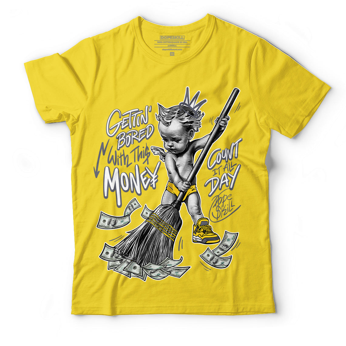 AJ 4 Lightning superstreetwear Tour Yellow T-shirt Gettin Bored With This Money Graphic