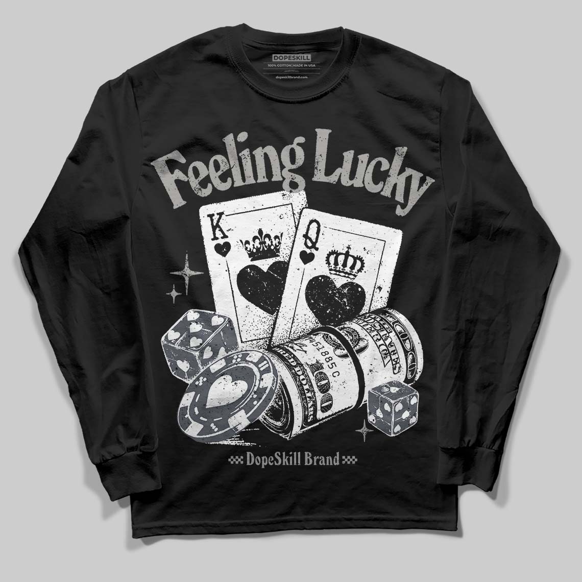 Cool Grey 11s superstreetwear Long Sleeve T-Shirt Feeling Lucky Graphic