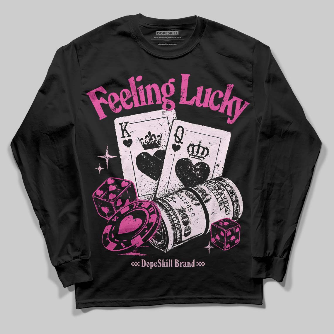 Pink Collection superstreetwear Long Sleeve T-Shirt Feeling Lucky Graphic