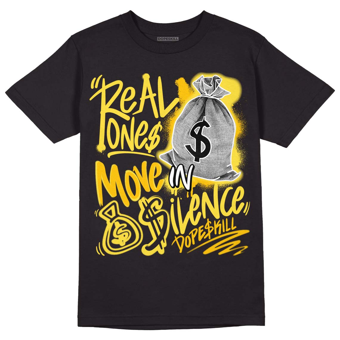Yellow Snakeskin 11s superstreetwear T-Shirt Real Ones Move In Silence Graphic