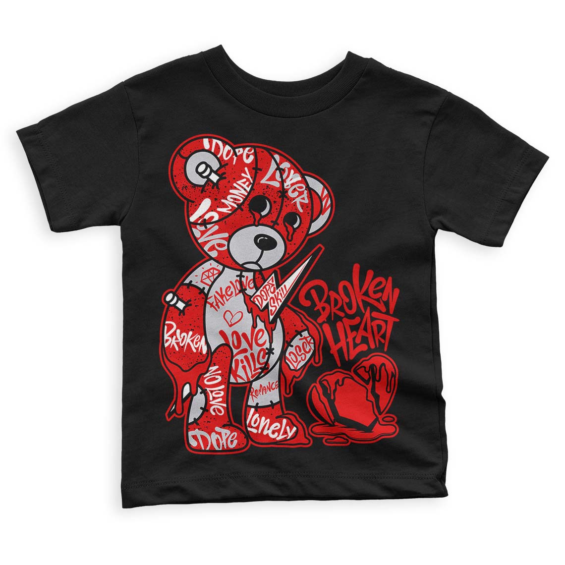 Red Cement 4S superstreetwear Toddler Kids T-shirt Broken Heart Graphic
