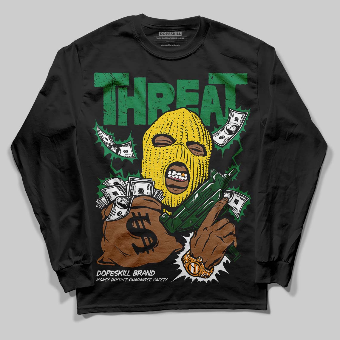Green Collection superstreetwear Long Sleeve T-Shirt Under Threat Graphic