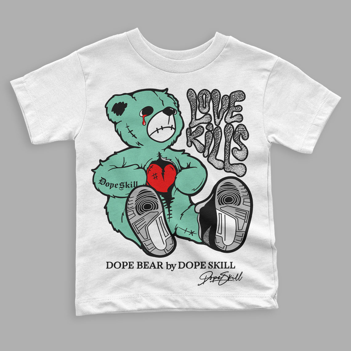 Green Glow 3s superstreetwear Toddler Kids T-shirt Love Kills Graphic