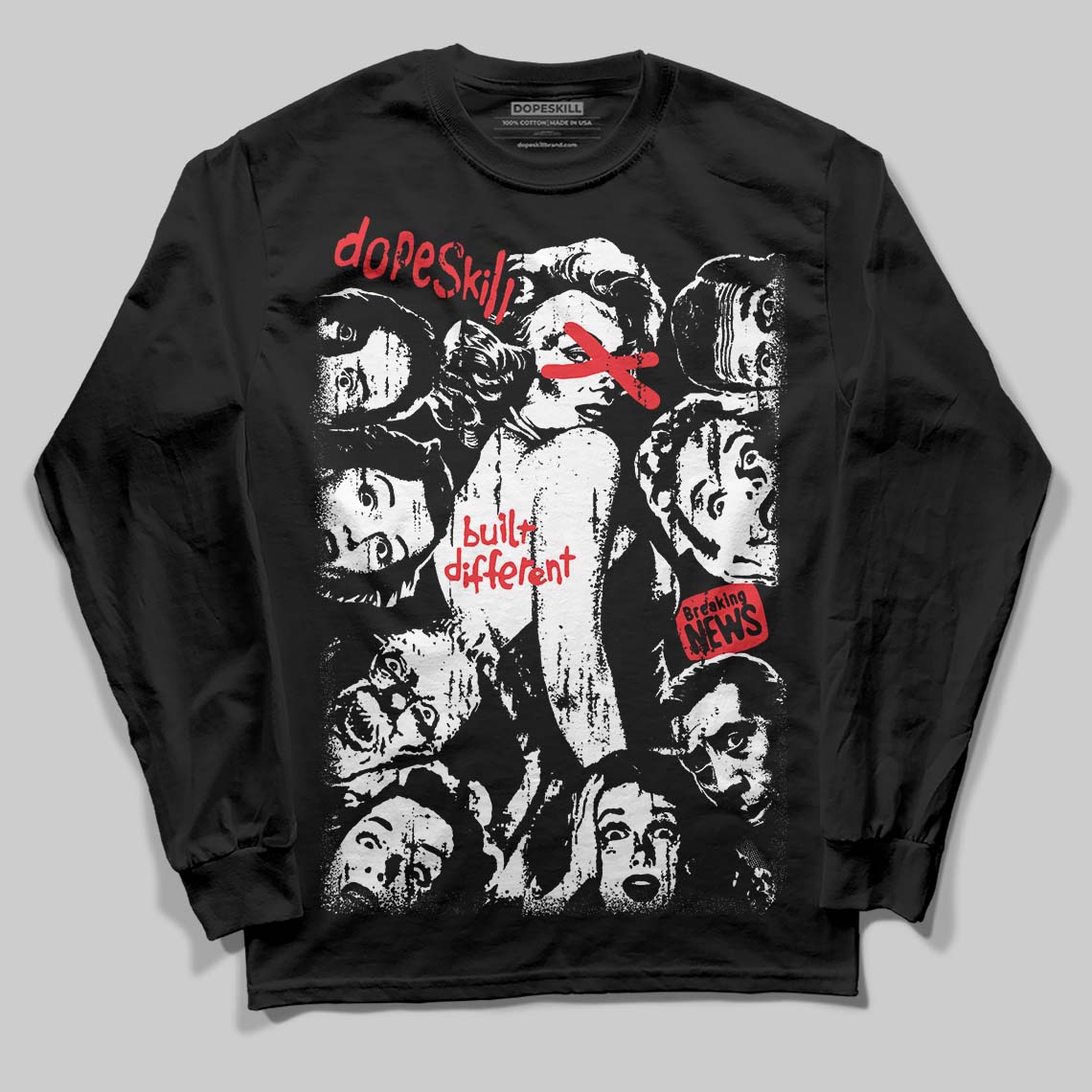 Black and White Collection superstreetwear Long Sleeve T-Shirt Built Different Graphic