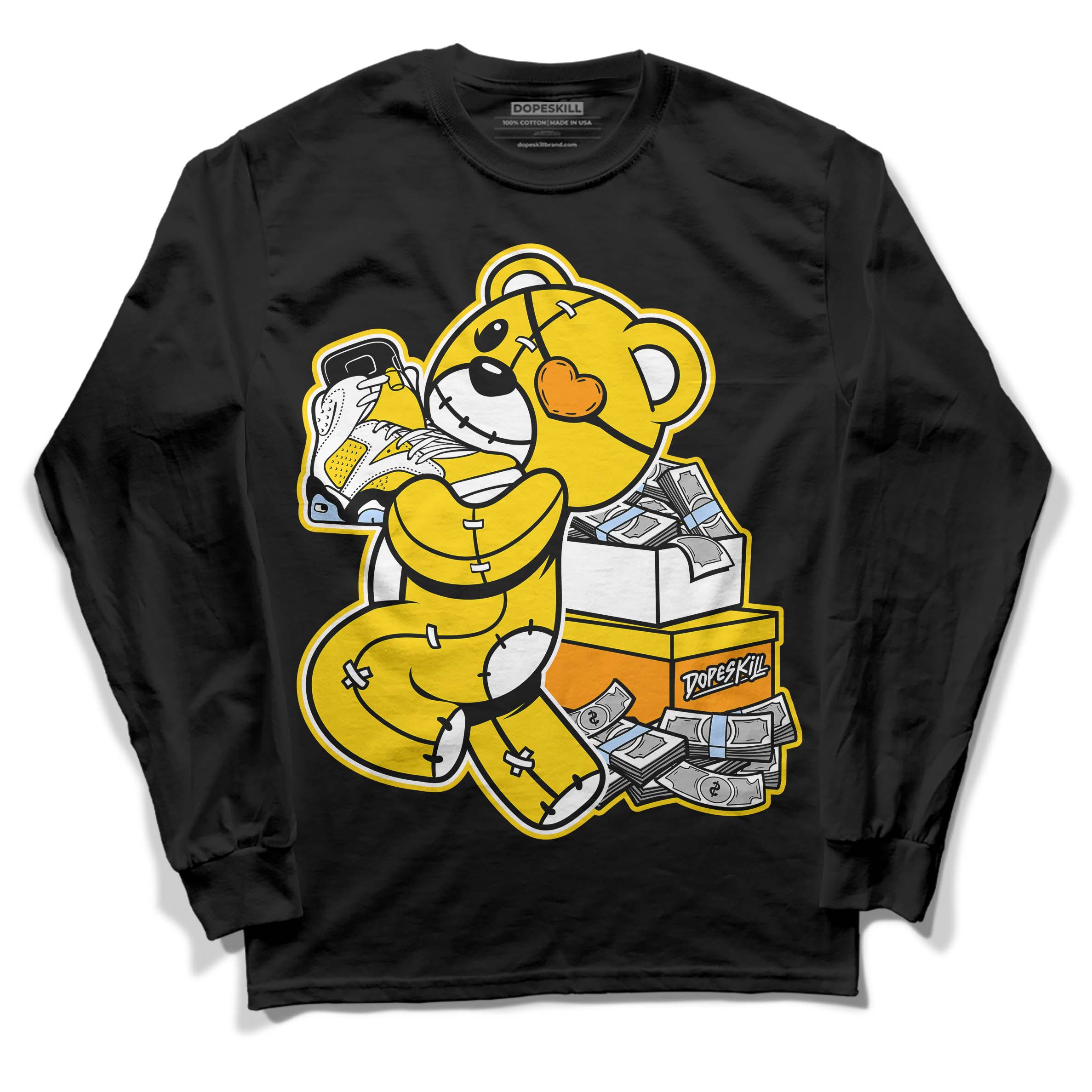 Yellow Ochre 6s superstreetwear Long Sleeve T-Shirt Bear Steals Sneaker Graphic