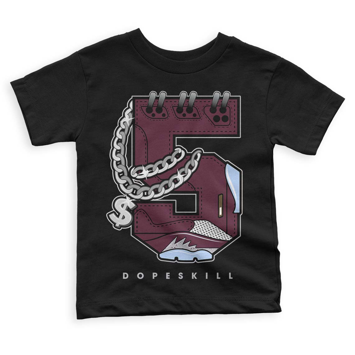 Burgundy 5s superstreetwear Toddler Kids T-shirt No.5 Graphic