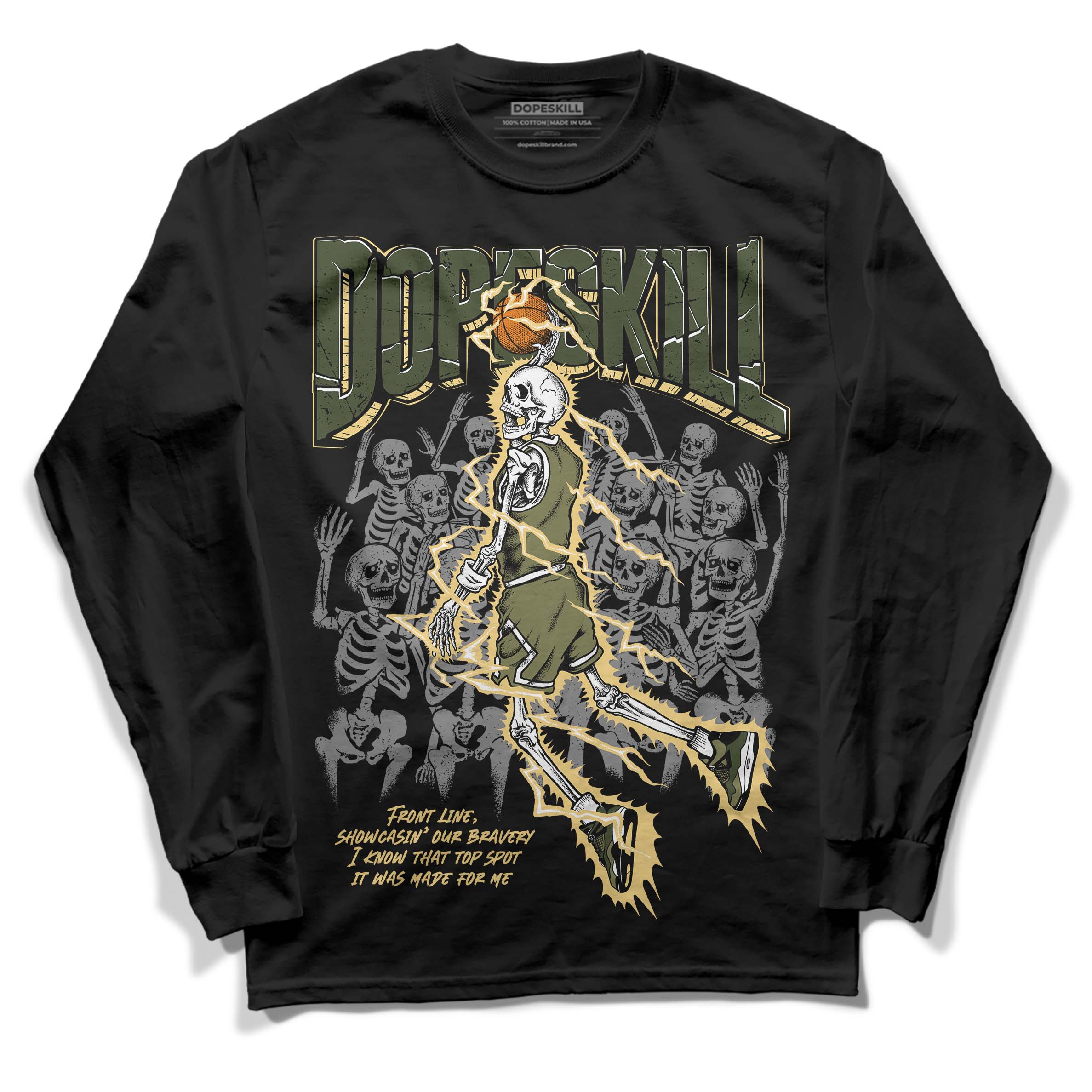 Craft Olive 4s superstreetwear Long Sleeve T-Shirt Thunder Dunk Graphic
