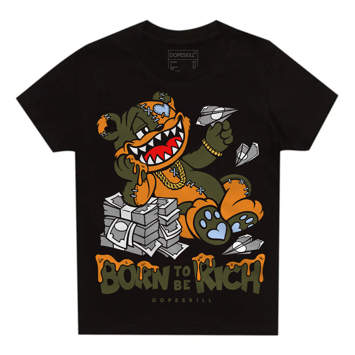 Olive 5s superstreetwear Toddler Kids T-shirt Born To Be Rich Graphic
